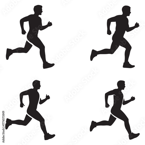 Outdoor trail running nature path icon set silhouette