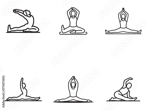 Recovery and stretching session icon outline set silhouette
