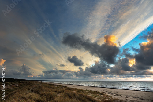 Fototapeta Naklejka Na Ścianę i Meble -  Clouds in sky above Baltic sea, Liepaja, Latvia.