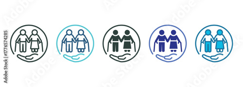 Elderly Care Icon Set Multiple Style Of