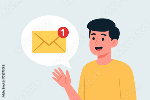 cartoon white bubble with email notice. flat simple style trend modern e-mail logotype graphic design isolated on blue background. concept of you've got mail and full inbox or mailbox symbol