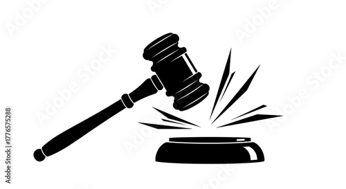 Gavel striking block justice symbol