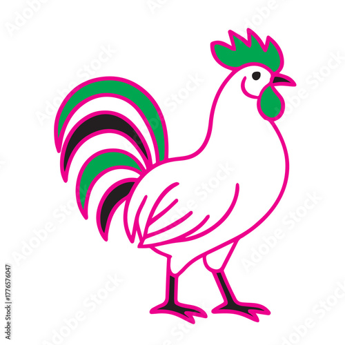 Chicken icon template pink and white color editable.
