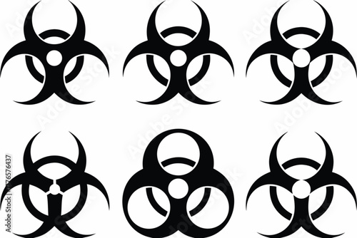 Essential biohazard symbol collection for safety awareness projects and science visualizations, scalable graphic resource