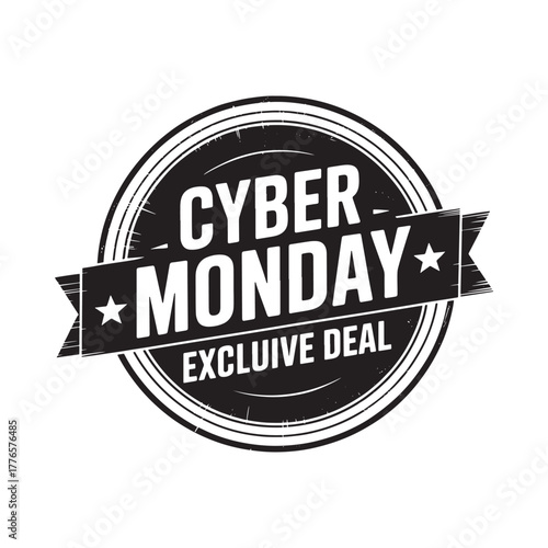Cyber monday exclusive deal stamp with stars and grunge texture