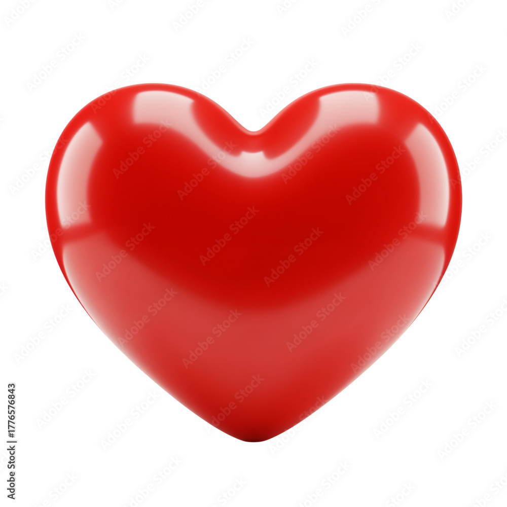 Fototapeta premium Glossy red heart symbol a classic icon for love romance and valentine's day isolated on transparent background