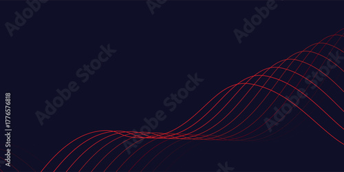 Abstract red wave line pattern on dark blue background. Futuristic technology concept. vector illustration eps10