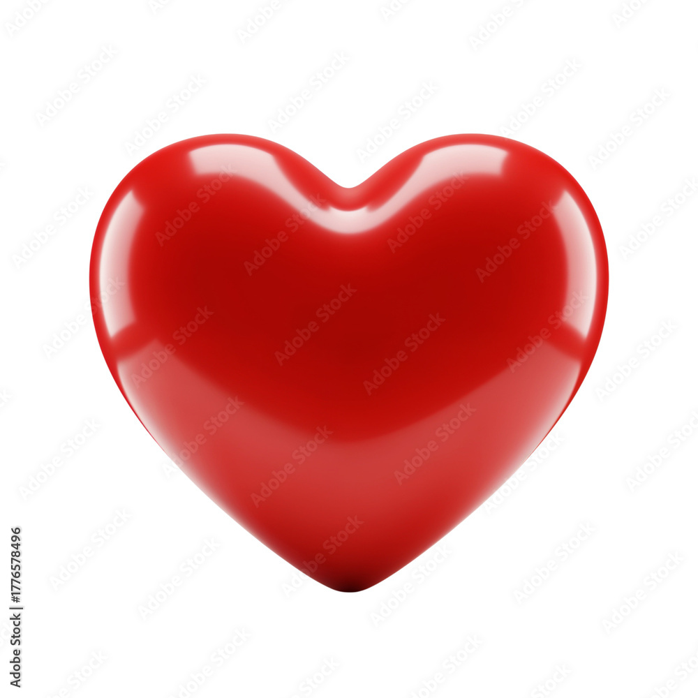 Fototapeta premium Glossy red heart shape symbol of love romance and emotion symbolism captured in high resolution isolated on transparent background
