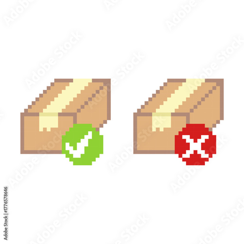 READY AND OUT STOCK ICON PIXEL ART