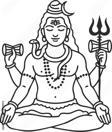 lord shiva Hindu god character vector illustration