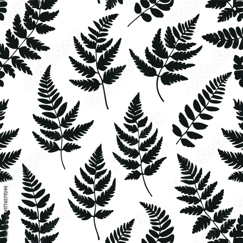 Bold line art of a fern leaf repeating pattern