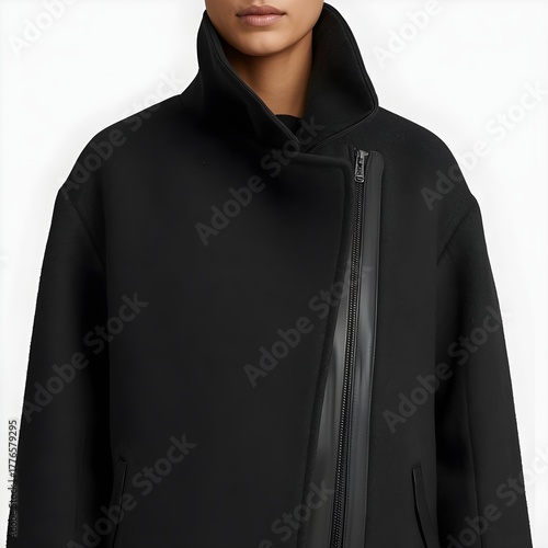 Black Winter Jacket Background Video with Asymmetrical Zipper Style