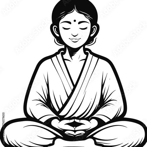 Bold line art of a person meditating in lotus pose 1