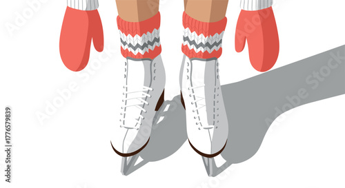 Ice skating winter fun cozy mittens and skates, capturing seasonal joy