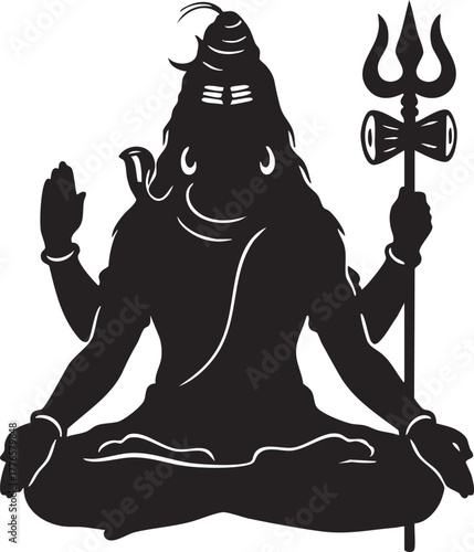 lord shiva Hindu god character vector illustration