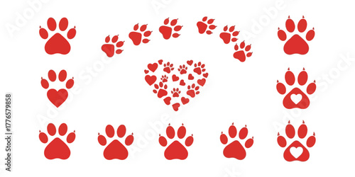 Vector icon of a paw print, an illustration that could be either a dog's or a cat's pawprint, represented as an animal silhouette
