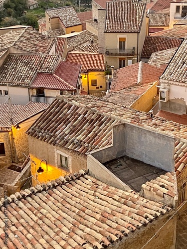 Assoro, old Sicilian village rooftops view