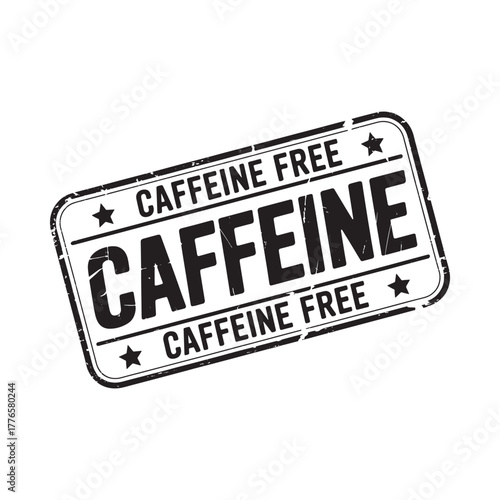 Vintage stamp with caffeine free text and stars