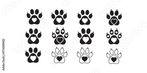 Vector icon of a paw print, an illustration that could be either a dog's or a cat's pawprint, represented as an animal silhouette