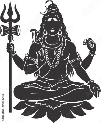 lord shiva Hindu god character vector illustration