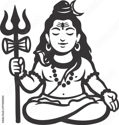 lord shiva Hindu god character vector illustration