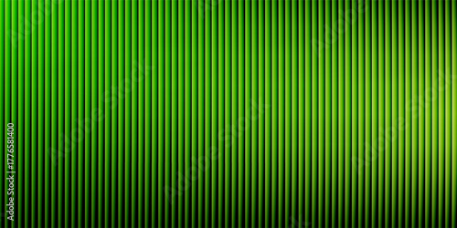 Dark green ribbed glass texture with glossy vertical waves and gradient reflections in abstract background design