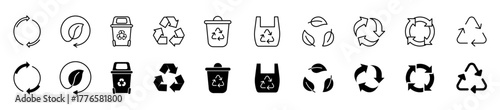 Recycle icon set. Ecology, eco friendly and environmental symbol. Vector illustration.