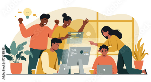 Team of Developers Celebrating Successful Project Completion.