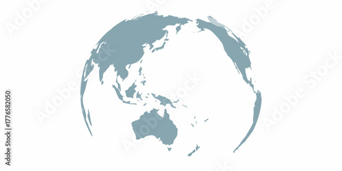 Stylized globe showing asia australia and the pacific ocean on a white background