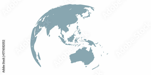 Stylized flat design of the earth showing asia australia and oceania on a white background