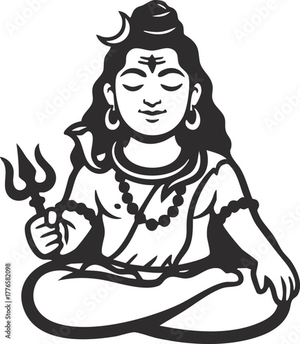 lord shiva Hindu god character vector illustration