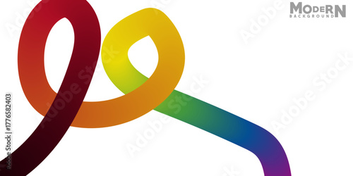 Modern Abstract Background with Colorful Gradient Ribbon on White Surface