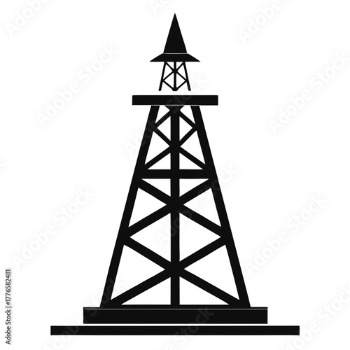 Black silhouette of an oil derrick tower silhouette