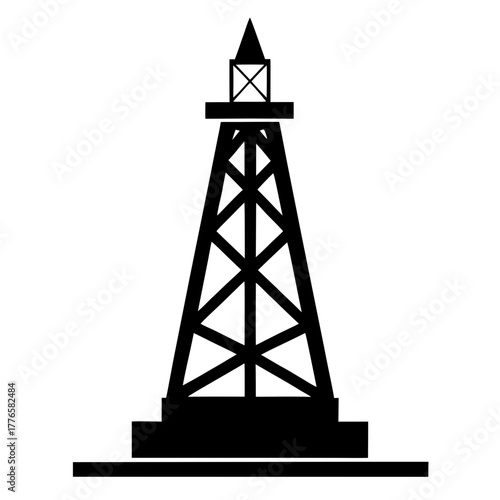 Oil derrick structure silhouette on white background silhouette