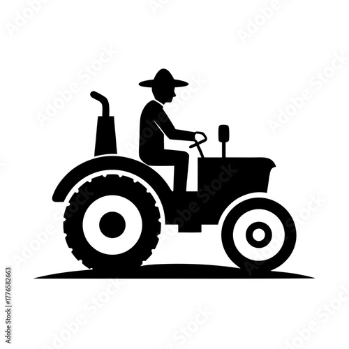 Farmer driving a tractor silhouette