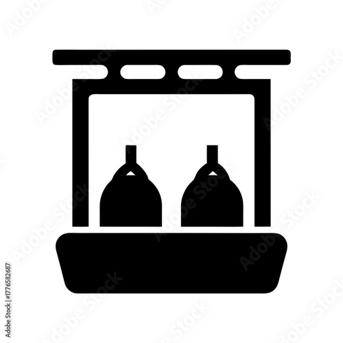 Traditional japanese well with buckets silhouette