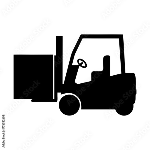 Forklift carrying a box silhouette