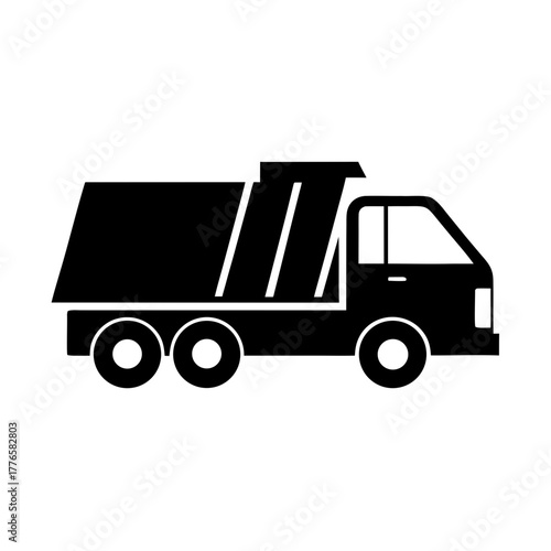 Black silhouette of a dump truck silhouette