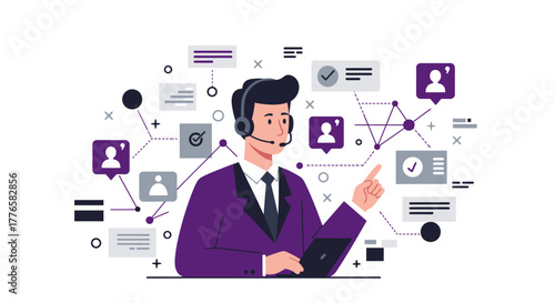 Vector Illustration of a Customer Service Representative.