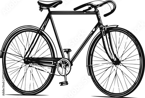 Bold line art of a vintage bicycle, minimal detail 1