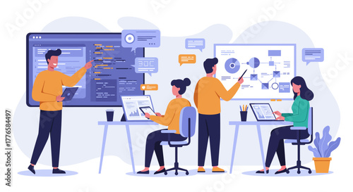 Team of Developers Working on Software Code.