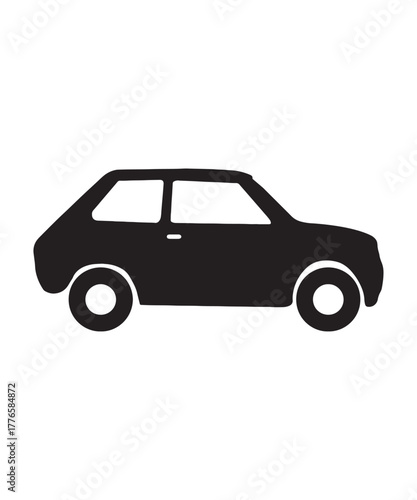 A clean, minimalist vector silhouette of a compact car