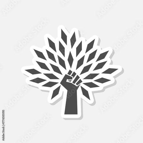 Eco Protest Tree logo sticker isolated on gray background