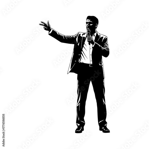 silhouette of a man giving a speech	