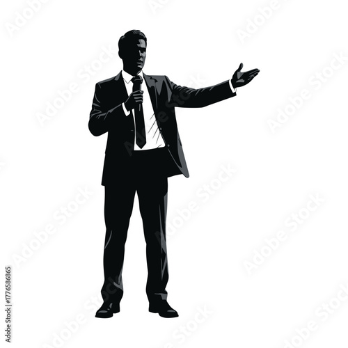 silhouette of a man giving a speech	