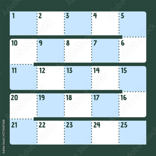 Minimal Light Blue Advent Calendar Template Blank Number Grid Simple Winter Layout Clean