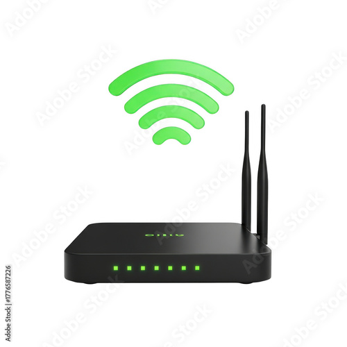 Wireless router signal isolated on transparent background