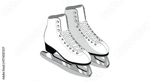 Elegant pair of ice skates detailed black and white design for winter sports enthusiasts