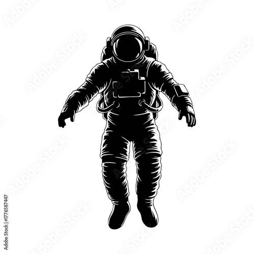 silhouette of an astronaut against a white background
