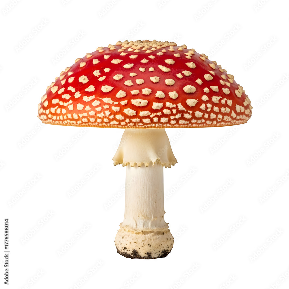 Obraz premium red fly agaric mushroom, isolated on white or transparent background. PNG